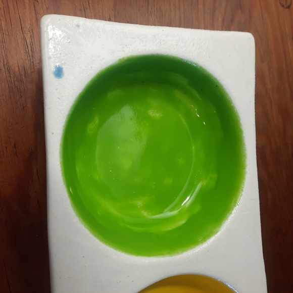 70's BALDELLI Tray Signed Numbered Yellow Green Orange Italian Pottery MCM Mod - Picture 8 of 10